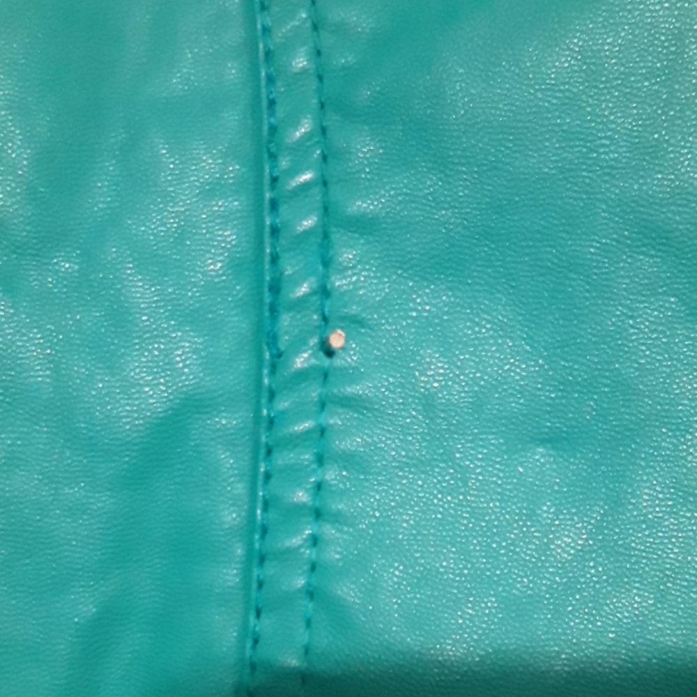 Jou Jou 100% Vegan Leather Teal Blue Jacket. - Picture 5 of 6